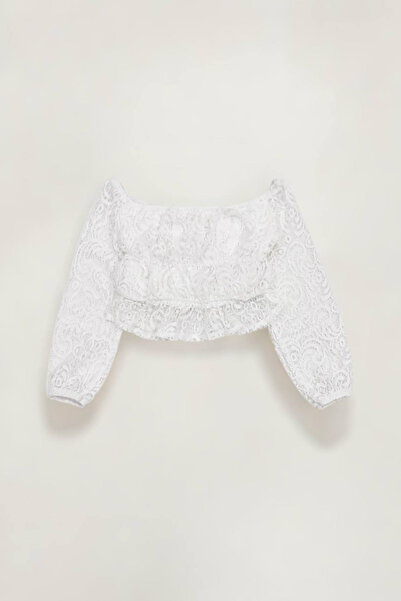 Breeze Dantelli Kız Krop - Ekru