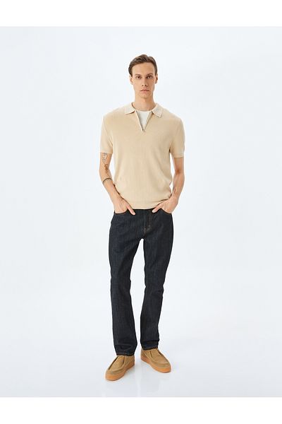 Koton Half Zipper Cotton Blend Short Sleeve Knitwear T-Shirt