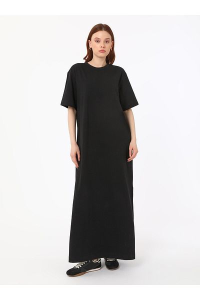 Benin Cotton Short Sleeve Benin Hijab Dress - Black - Benin