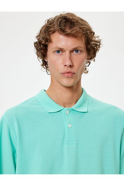 Koton Βαμβακερό μπλουζάκι Polo Neck Slim Fit - Κοντό μανίκι