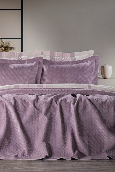 ZEBRACASA Scala Lila Çift Kişilik Yatak Örtüsü