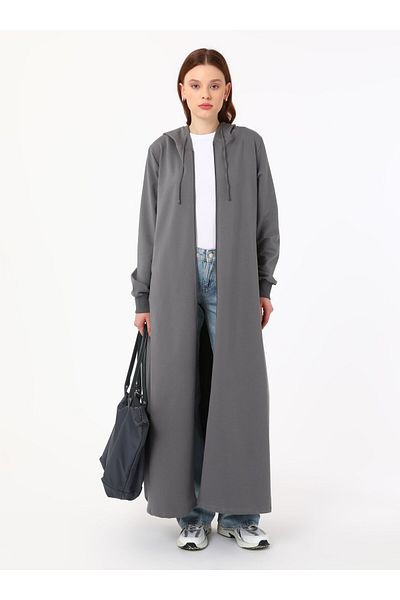 Benin Hooded Detailed Sports Overcoat - Anthracite - Benin