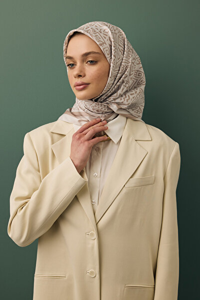 Qef Twill Silk Scarf, Beige Tina
