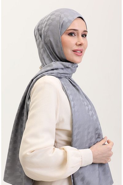 sefamerve Σάλι Koza Jacquard 90187-03 Γκρι