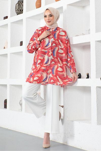 benguen Red Hijab Shirt 8880