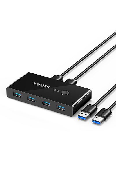 Ugreen | محدد مفتاح مشاركة USB 2.0 2x4 | أسود