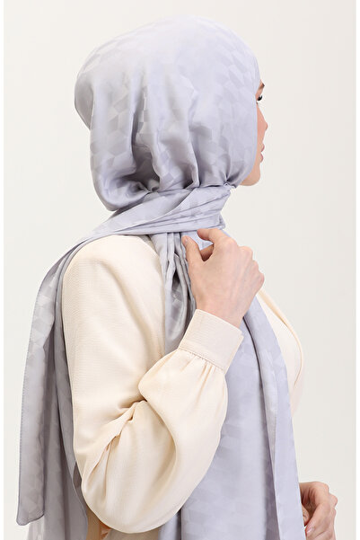 sefamerve Koza Jacquard Shawl 90187-20 Silver Gray