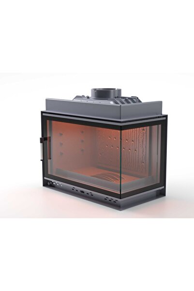 SCHÖMNE Siyah Camlı Klapeli Döküm Şömine Haznesi Sağ Camlı 70 cm DIAMOND