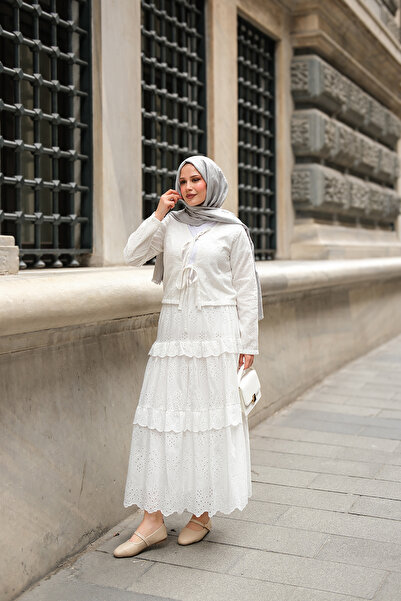 LOCCO Біла жіноча спідниця з воланами