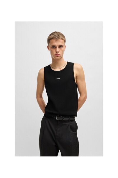 HUGO Logolu baskılı ribana esnek pamuk atlet