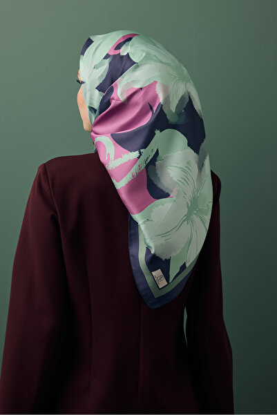 Qef Floral Aqua Green Twill Twill Scarf