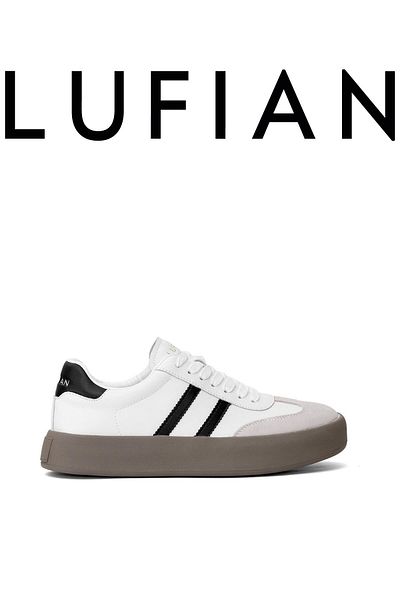Lufian Γνήσιο δέρμα με κορδόνια casual sneaker Λευκά ανδρικά παπούτσια