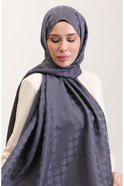 sefamerve Σάλι ζακάρ με μοτίβο Anthracite Bloom 90183-07