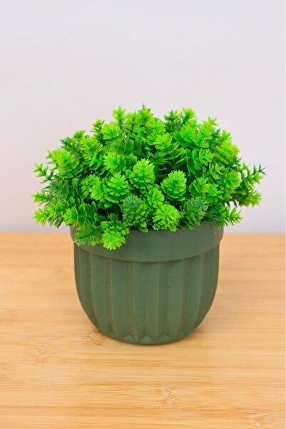 Digithome Dekoratif Saksılı Yapay Büyük Top Çiçek Haki 14cm EVA-5791 C1-1-423