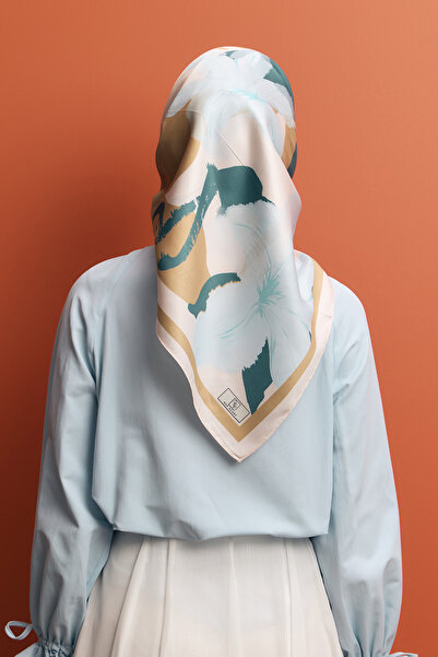 Qef Floral Motif Monkey Worn Penny Twill Silk Scarf