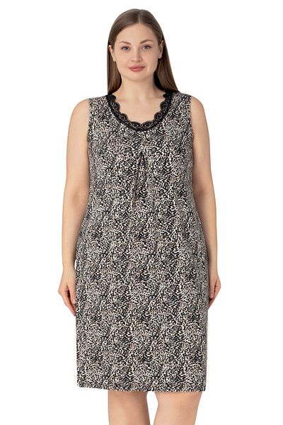 Cotpark Women's Large Size Viscose Combed Fabric Zero Sleeve Lace Detailed Nightgown 10726