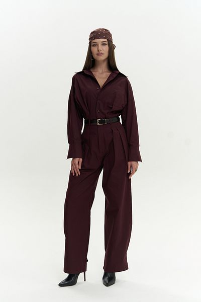 Mai Olney Belt Detail Langer Burgunder Overall