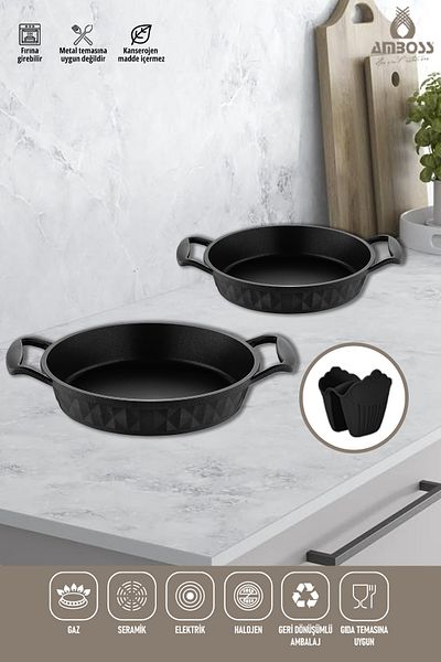 Amboss Quartz 20 22 cm Cast Iron Pan Set Black Kuv-7791