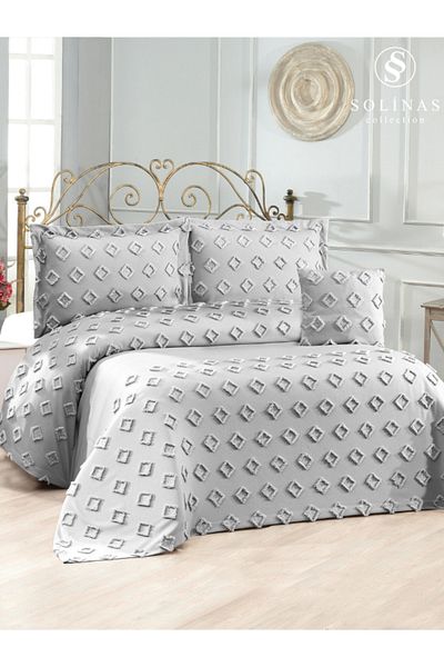 Solinas Collection Loya Gray Thin Panel Double Bedspread