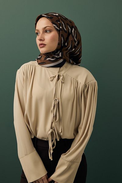 Qef Twill Silk Scarf Aura Brown