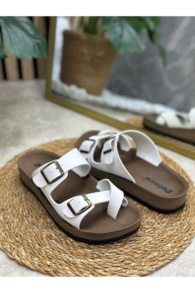 İmerShoes Papuci de zi cu zi pentru femei Flip Flop Sandale reglabile cu cataramă cu talpă din plută confortabile 34162