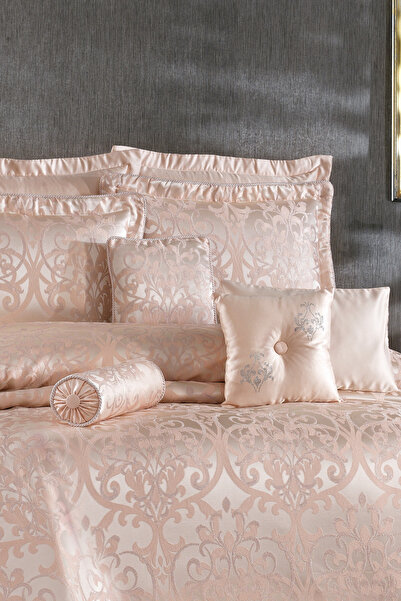 Solinas Collection Eliz Pembe - Gümüş Simli Çeyizlik Çift Kişilik Yatak Örtüsü