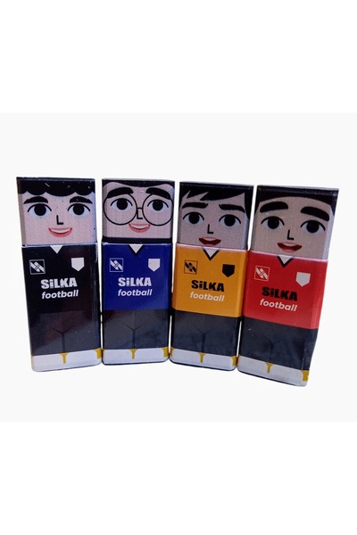 Silka Futbolcu Silgi 4 Adet Sildikçe Kelleşen Silgi Esprili Silgi 4 Lü Tam Set