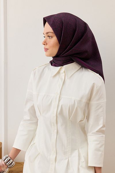Qef Twill Silk Scarf, Tina Plum