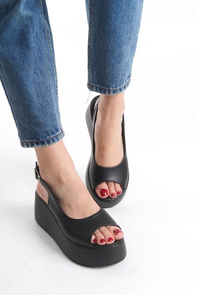 Limeo High Wedge Sole Closed Side Single Stripe Summer Women's Sandals Shoes