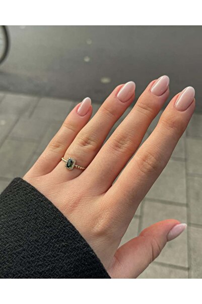 Elişi Kuyumculuk Yeşil Baget Taşlı Gümüş Yüzük