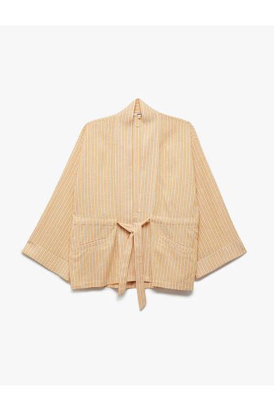 Koton Oversize Kimono with Wide Sleeves and Belt Detail