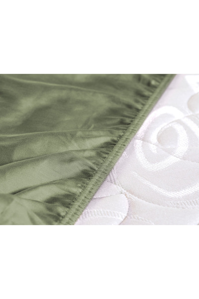 Madame Coco Ciel Double 100% Cotton Elastic Satin Bed Sheet - Khaki