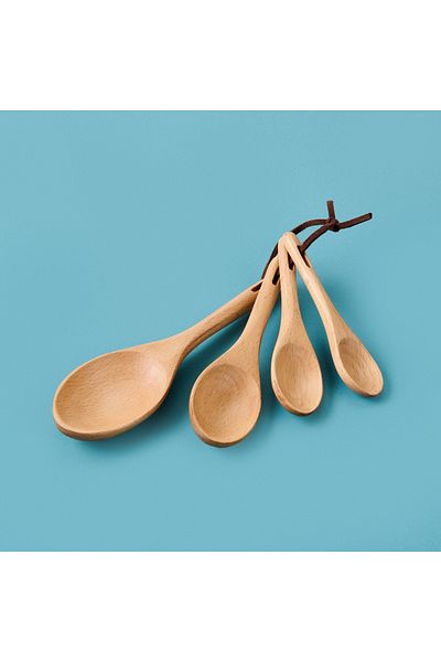 AROW Set of 4 Bamboo Spoons - Light Brown