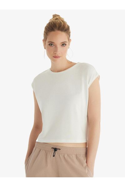 Blackspade Γυναικείο κοντομάνικο Modal Cream T-Shirt Παντελόνι Σετ 60561-63