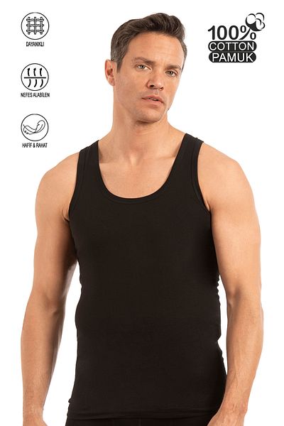 ÖZKAN underwear Özkan 0050 Men's 100% Cotton Combed Single Jersey Thick Strap Undershirt