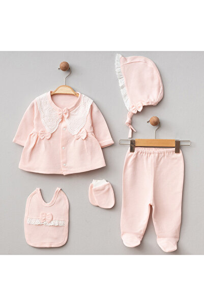 Pure Kids Store مجموعة من 5 قطع من نسيج الوافل بياقة صدفية للفتيات الصغيرات م...