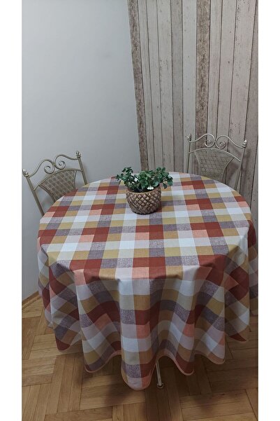 gonk Round, Plaid, Duck (Liquid Pusher, Stain Proof) Fabric, Tablecloth