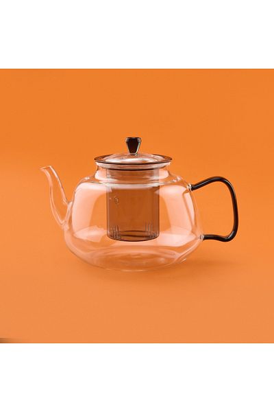 Tohana Teapot with Glass Strainer - Transparent / Anthracite - 1100 ml