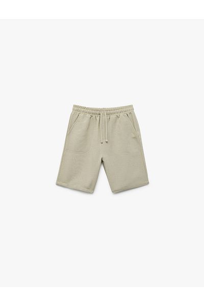 Koton Pantaloni scurți cu buzunare din amestec de in și viscoză cu șireturi