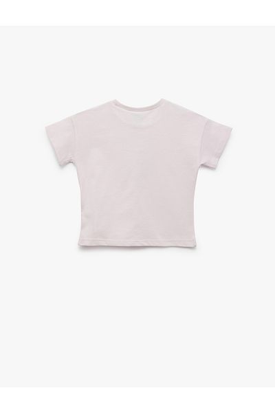 Koton Short Sleeve Crew Neck Cat Printed Cotton T-Shirt