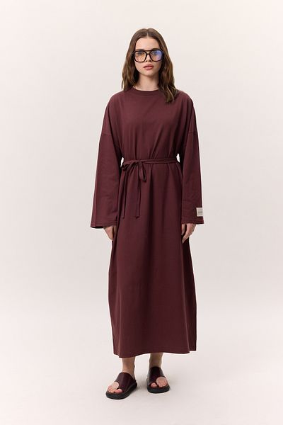 Manuka Burgunderrotes, übergroßes, langes, bequemes Kleid