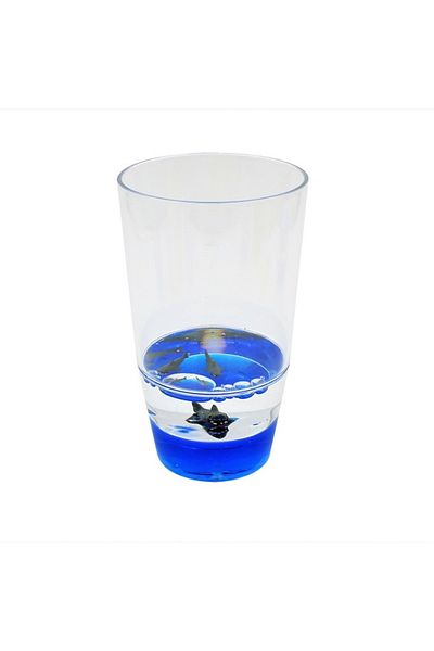BM GİFT DESİGN Floating Figurine Glass, Blue, Shark Pattern, 250ml
