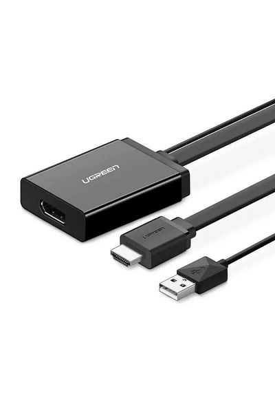 Ugreen | محول منفذ HDMI+USB إلى منفذ عرض 0.5 متر | أسود