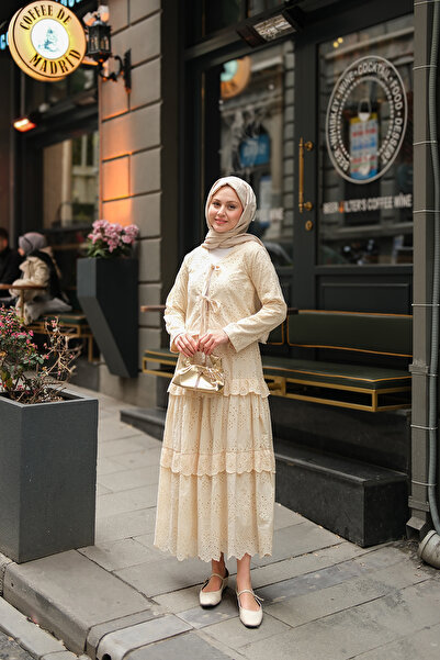 LOCCO Жіноча спідниця, комплект з воланами та кремовий