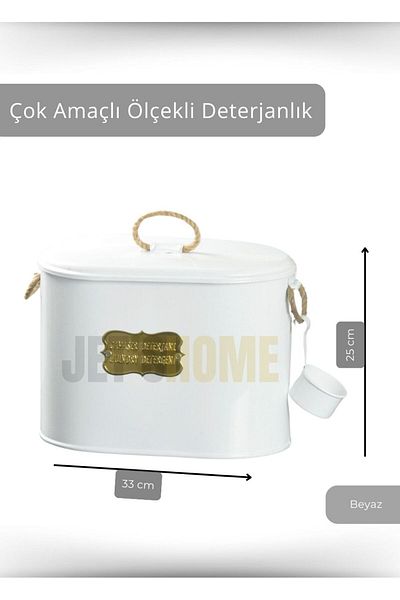 Jet's Home Κάδος πλυντηρίου - Μεταλλικό κουτί πιάτων, δοχείο απορρυπαντικού ζυγαριάς και ανοξείδωτο λευκό