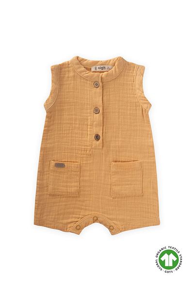 Cigit Organic Pocketed Jumpsuit 0-3 Years Pastel Yellow
