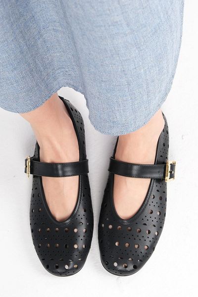 Mio Gusto Norita Black Color Laser Women's Ballerinas