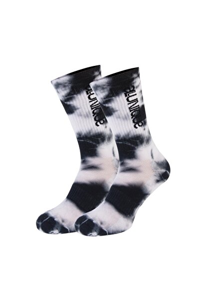 ALLUNIQUE Unisex Pamuklu Siyah Beyaz Batik Yarım Havlu Spor Çorabı