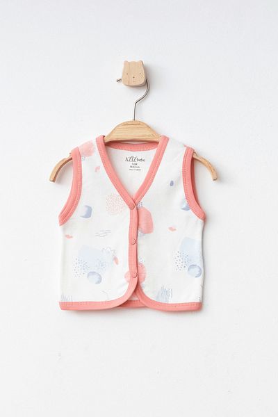 Aziz Bebe Coral Patterned Flower Printed Girl's Vest - 24325