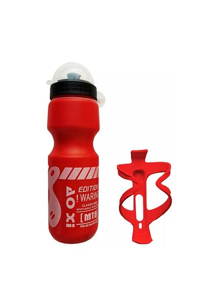 NO BRAND Water Bottle with Bicycle Holder - 650 ml - Red